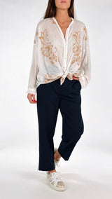 Camicia mussola ricamo biscotto T.