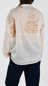 Camicia mussola ricamo biscotto T.
