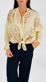 Camicia mussola ricamo biscotto T.