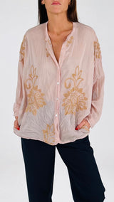 Camicia mussola ricamo biscotto T.