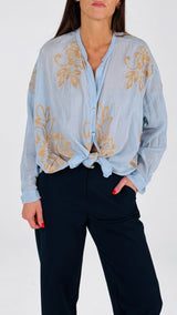 Camicia mussola ricamo biscotto T.