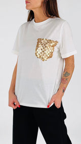 T-shirt tasca paillettes T.