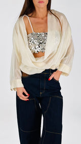 Camicia organza top paillettes H.