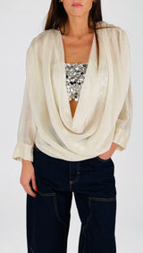 Camicia organza top paillettes H.