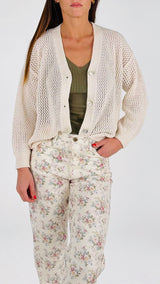 Cardigan crochet bott. madreperla You