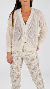 Cardigan crochet bott. madreperla You