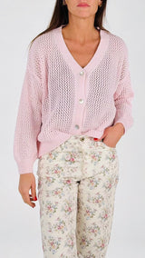 Cardigan crochet bott. madreperla You