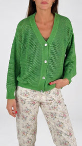 Cardigan crochet bott. madreperla You