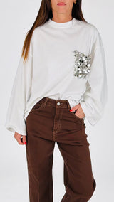 T- shirt m/l tasca pailletes T