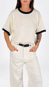 Maglia girocollo costina contrasto Vic