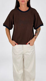 Maglia girocollo costina contrasto Vic