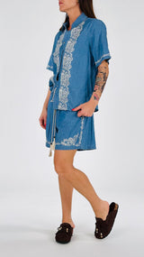 Completo chambray ricami