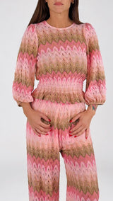 Maglia jacquard zig-zag traforo T.
