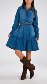 Abito chambray balze Vic.