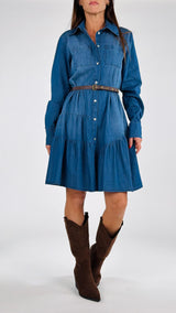 Abito chambray balze Vic.