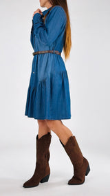 Abito chambray balze Vic.