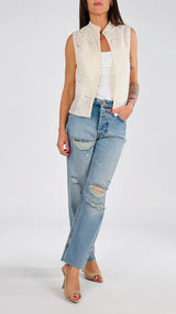 Gilet macramè paillettes K.