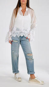 Camicia organza fondo macramè H.