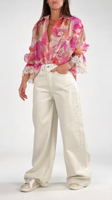 Camicia foliage fucsia H.