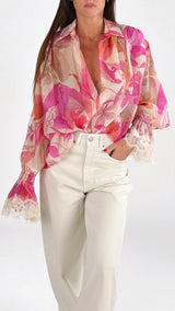 Camicia foliage fucsia H.