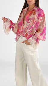 Camicia foliage fucsia H.