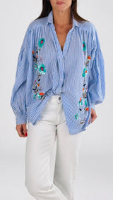 Camicia bastoncino ricami K.