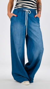 Pantalone palazzo chambray Vic.