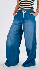 Pantalone palazzo chambray Vic.