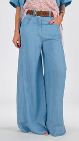 Pantalone palazzo chambray viscosa H.