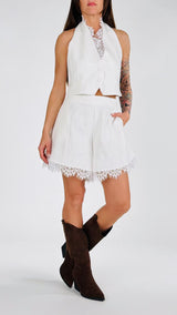 Short canvas+pizzo H.
