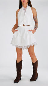 Gilet canvas+pizzo H.