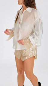 Camicia organza polso paillettes H.