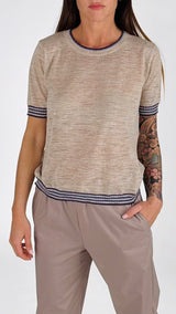 Pull lino m/m bordi righe Vic.