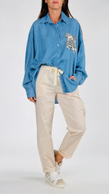 Camicia chambray tasca paillettes T.
