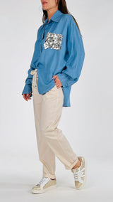 Camicia chambray tasca paillettes T.