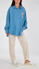 Camicia chambray tasca paillettes T.