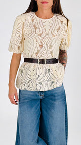 Maglia traforo manica palloncino H.