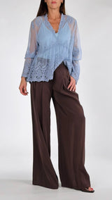 Pantalone palazzo cupro Vic.