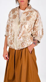 Bomber cotone lino ricami