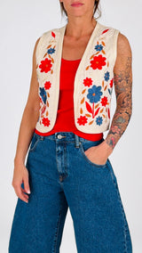 Gilet ricami fiori H.