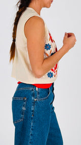 Gilet ricami fiori H.