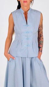 Camicia righe coreana alamari