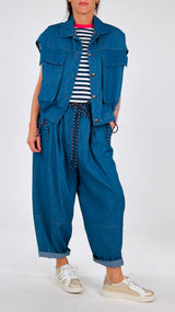 Pantalone cordoncino chambray Vic.