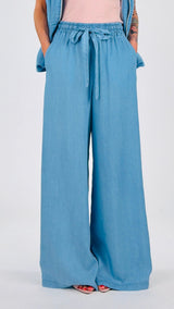 Pantapalazzo elastico chambray T.