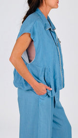 Bomber chambray tasca paillettes T.