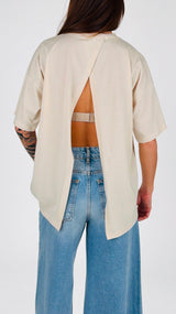 T-shirt over spacco dietro Vic.