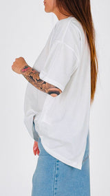 T-shirt over spacco dietro Vic.