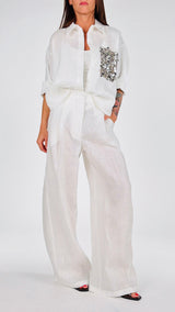 Pantalone palazzo puro lino T.