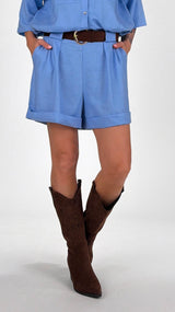 Short lino risvolto H.