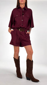 Short lino risvolto H.